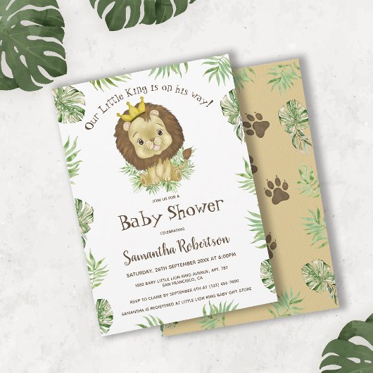 Invitation Bébé mignon Lion King Aquarelle Jungle Baby shower