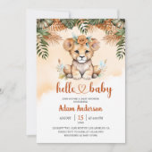 Invitation Bébé mignon Lion Safari Jungle Baby shower (Devant)