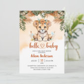 Invitation Bébé mignon Lion Safari Jungle Baby shower (Debout devant)