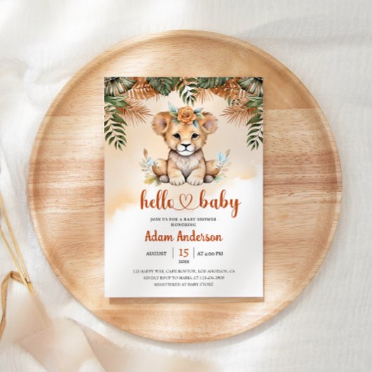 Invitation Bébé mignon Lion Safari Jungle Baby shower