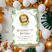 Invitation Bébé mignon Lion sauvage Une aquarelle 1er anniver