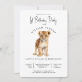 Invitation Bébé mignon Lion Wild Un 1er anniversaire fête (Devant)