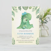 Invitation Bébé mignon maman Dinosaur Baby shower garçon Spri (Debout devant)