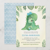 Invitation Bébé mignon maman Dinosaur Baby shower garçon Spri (Devant / Derrière)