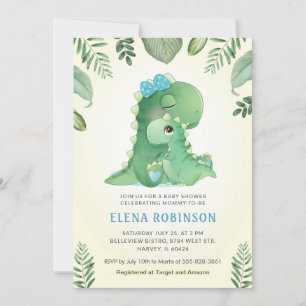 Invitation Bébé mignon maman Dinosaur Baby shower garçon Spri