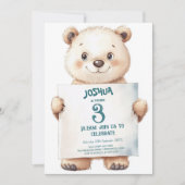 Invitation Bébé mignon ours et signe Anniversaire de enfant P (Devant)