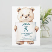Invitation Bébé mignon ours et signe Anniversaire de enfant P (Debout devant)