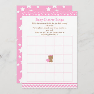 Invitation Bébé mignon ours fille avec Baby shower étoile Bin