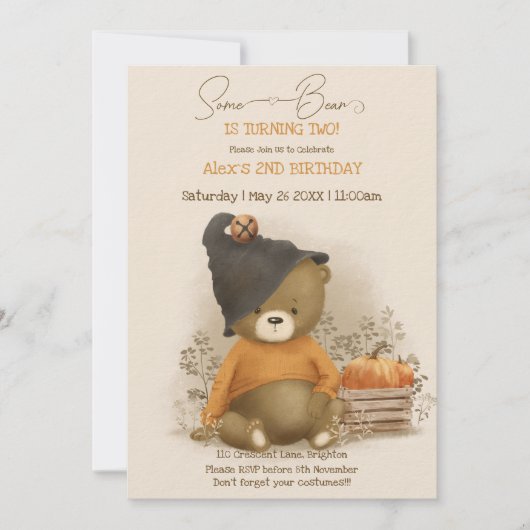 Invitation Bébé mignon Ours Halloween Anniversaire (Devant)
