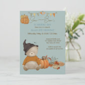 Invitation Bébé mignon Ours Halloween Anniversaire (Debout devant)