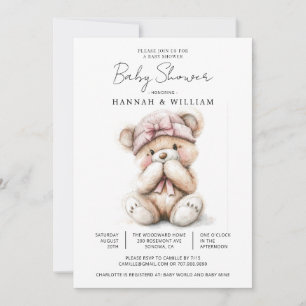 Invitation Bébé mignon ours Teddy Baby shower fille