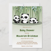 Invitation Bébé mignon Panda Simple Bambou Baby shower vert (Devant)