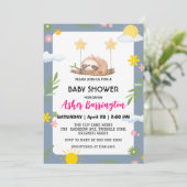 Invitation Bébé mignon paresse arc-en-ciel baby shower fleur  (Debout devant)
