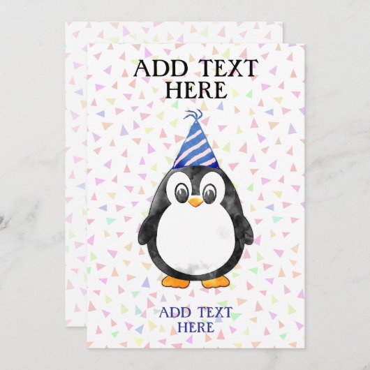 Invitation Bébé mignon Penguin Anniversaire (Devant / Derrière)