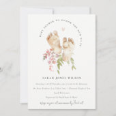 Invitation Bébé mignon Pieds Blush Rose Floral Baby shower fi (Devant)