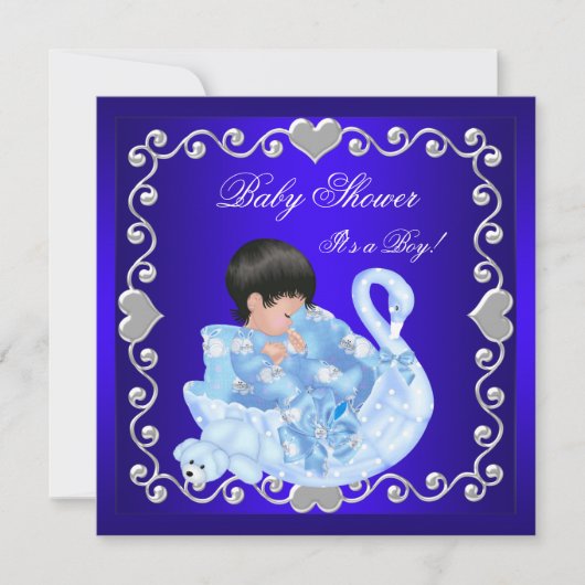 Invitation Bébé mignon pour la fête de naissance Garçon Bébé (Devant)