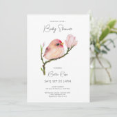 Invitation Bébé mignon Redpoll Baby shower d'oiseaux (Debout devant)