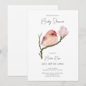 Invitation Bébé mignon Redpoll Baby shower d'oiseaux (Devant / Derrière)