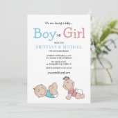 Invitation Bébé mignon Révélation de genre (Debout devant)