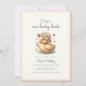 Invitation Bébé mignon rose fille premier anniversaire (Devant)