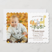 Invitation Bébé mignon Safari & Zoo Animaux avec photo person (Devant)