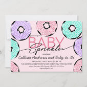 Invitation Bébé mignon Saupoudrer rose vert pourpre Douche à  (Devant)