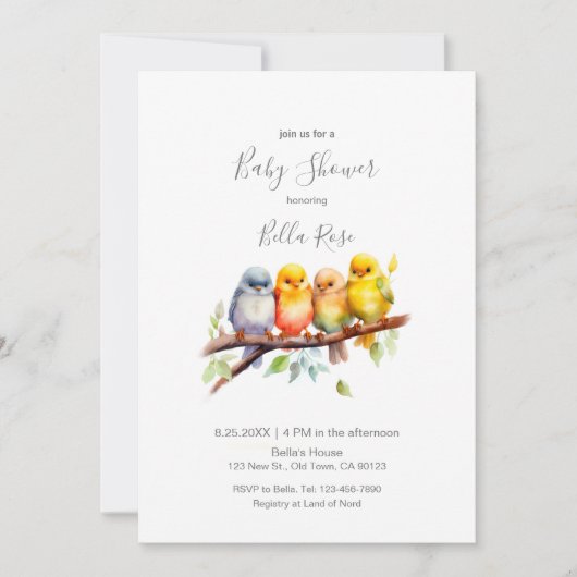 Invitation Bébé mignon sur le Baby shower de branches d'arbre (Devant)