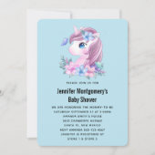Invitation Bébé mignon Unicorn Baby shower d'aquarelle (Devant)