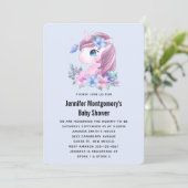 Invitation Bébé mignon Unicorn Baby shower d'aquarelle (Debout devant)