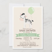 Invitation Bébé mignon Zèbre, Zoo Jungle Baby shower animal (Devant)