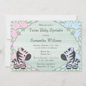 Invitation Bébé mignon Zèbres et fleurs Bébé saupoudré (Dos)