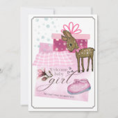 Invitation bébé mignonne à l'aquarelle avec faon e (Devant)