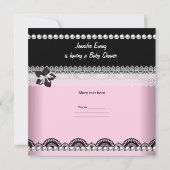 Invitation Bébé mignonne Baby shower fille rose perle noire (Dos)