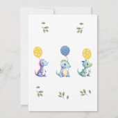 Invitation Bébé mignonne Dinosaur 1er anniversaire fête (Dos)