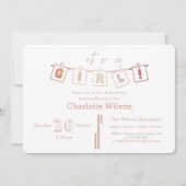 Invitation Bébé mignonne Douche fille Brown En vichy Notedry (Devant)