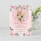 Invitation Bébé mignonne Giraffe Baby shower floral Invitatio (Debout devant)