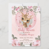 Invitation Bébé mignonne Giraffe Baby shower floral Invitatio (Devant)