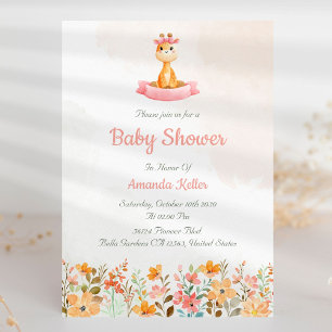 Invitation Bébé mignonne Giraffe Baby shower floral Invitatio