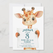 Invitation Bébé mignonne Giraffe et Signé Anniversaire de enf (Devant)