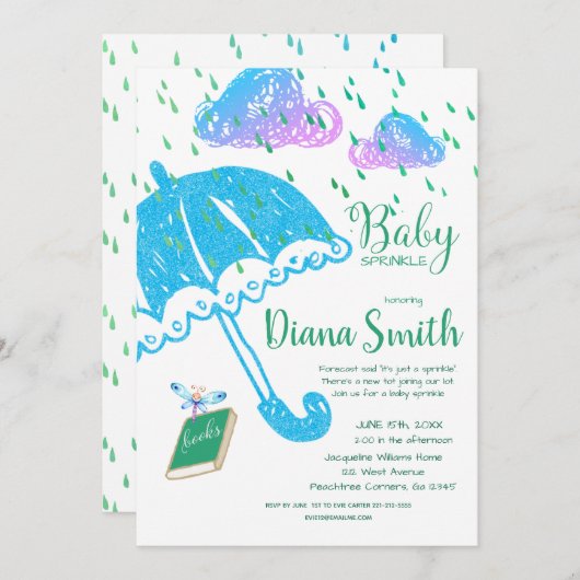 Invitation Bébé mignonne Sprinkle Douche (Devant / Derrière)