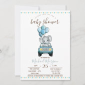 Invitation Bébé migny Elephant Car, Baby shower Zigzag (Devant)