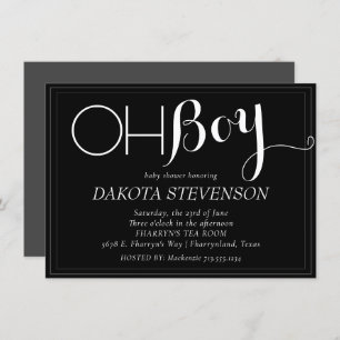 Invitation Bébé minimaliste Black and Grey Oh Boy Show