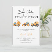 Invitation Bébé minimaliste en construction Baby shower (Debout devant)