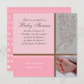 Invitation Bébé Modern Swirl n Dot - Baby Girl Shower Invitat (Devant / Derrière)