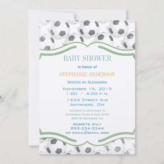 Invitation Bébé moderne garçon Football douche (Devant)