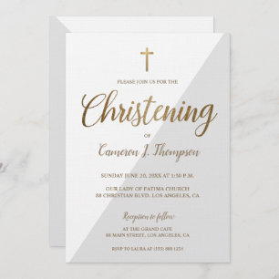 Invitation Bébé moderne gris blanc or Christing