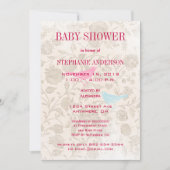 Invitation Bébé Moderne Oiseaux Vintage Douche Aqua Rose (Devant)