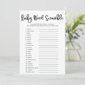 Invitation Bébé mot scramble baby shower jeu simple moderne (Debout devant)