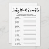 Invitation Bébé mot scramble baby shower jeu simple moderne (Devant / Derrière)