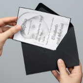 Invitation Bébé Naissance mignonne Photo Noir Blanc Moderne C